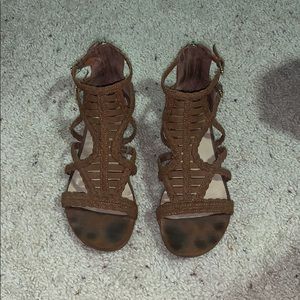 Brown short gladiator sandals